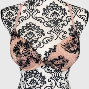 Pink Victoria’s Secret Coral Palm Push-up Bra
